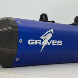 Graves KTM - Husqvarna - Gas Gas 2024 Dual Stage Quiet Core Stainless Exhaust - Blue EXK-24EXC-SOSAB-Q
