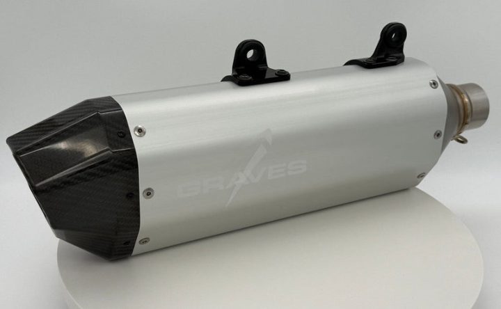 Graves 2024 -2025 KTM 350/450/500 EXC-F, XCF-W - Husqvarna - GasGas Dual Stage Quiet Core Stainless Exhaust - Silver EXK-24EXC-SOSA-Q