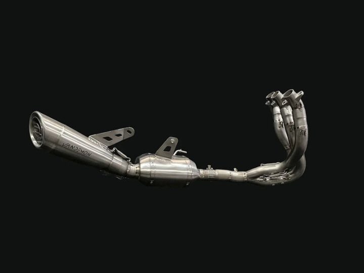 Vandemon Triumph 765 S/R/RS and Moto 2 Street Triple Slash Cut Titanium Exhaust 2023-2024 TRIUM765STTIEXB VA-149
