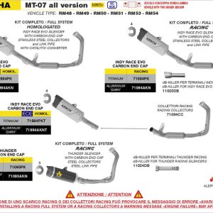 ARROW Yamaha MT-07 2025 Full System Racing With Indy Race EVO Titanium Slip Ons 71094PK