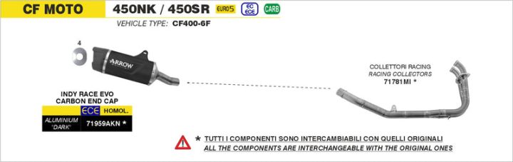 ARROW CF-Moto 450NK / CF-Moto 450SR 2023-2024 Racing Headers Interchangeable With Original Ones 71781MI