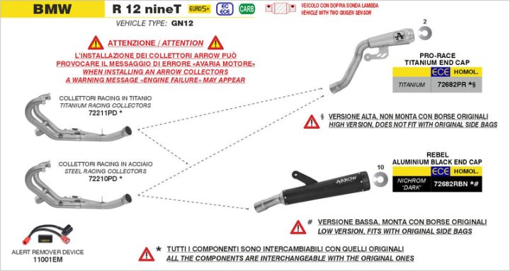 Arrow BMW R12 NINE-T E5+ '24/26 PRO-RACE TITANIUM SILENCER 72682PR