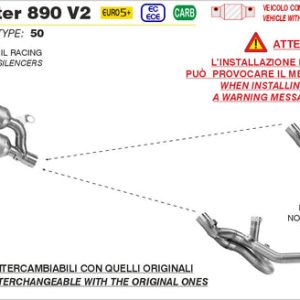 Arrow DUCATI MONSTER/MONSTER+ E5+ 2026 UPPER+LOWER ROUND-SIL TITANIUM SILENCERS 77021PR