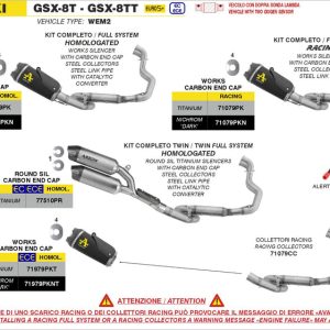 Arrow SUZUKI GSX-8T/TT E5+ 2025/2026 FULL SYSTEM WITH TITANIUM ROUND-SIL 77510PR